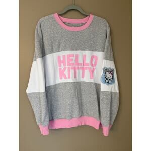 Hello Kitty Sanrio Women’s Fleece Crewneck Sweatshirt XXL Gray/pink